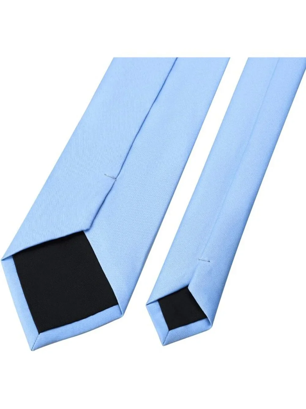Men's Light Blue Solid Microfiber Plain Formal Silk Necktie For Business Dress